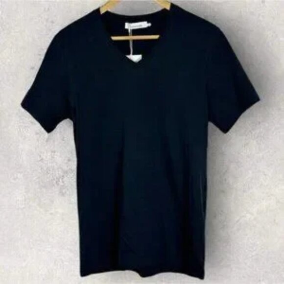 NWT Samsoe Navy Blue V-Neck Short Sleeve T-Shirt Mens Size Medium Marian Tee NEW - Picture 1 of 7